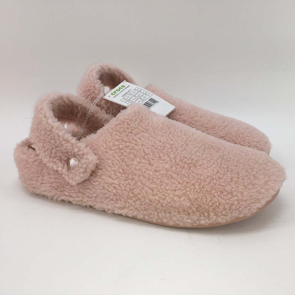 NWT Crocs Classic Cozzzy Slipper Mens 12 Pink Fuzzy Shearling Coquette Cozy Balm